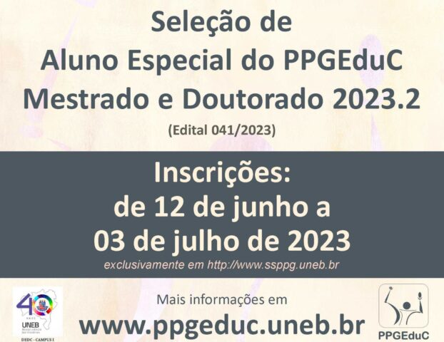 REPUBLICAÇÃO DO EDITAL N° 041/2023 – Seleção de Aluno Especial 2023.2